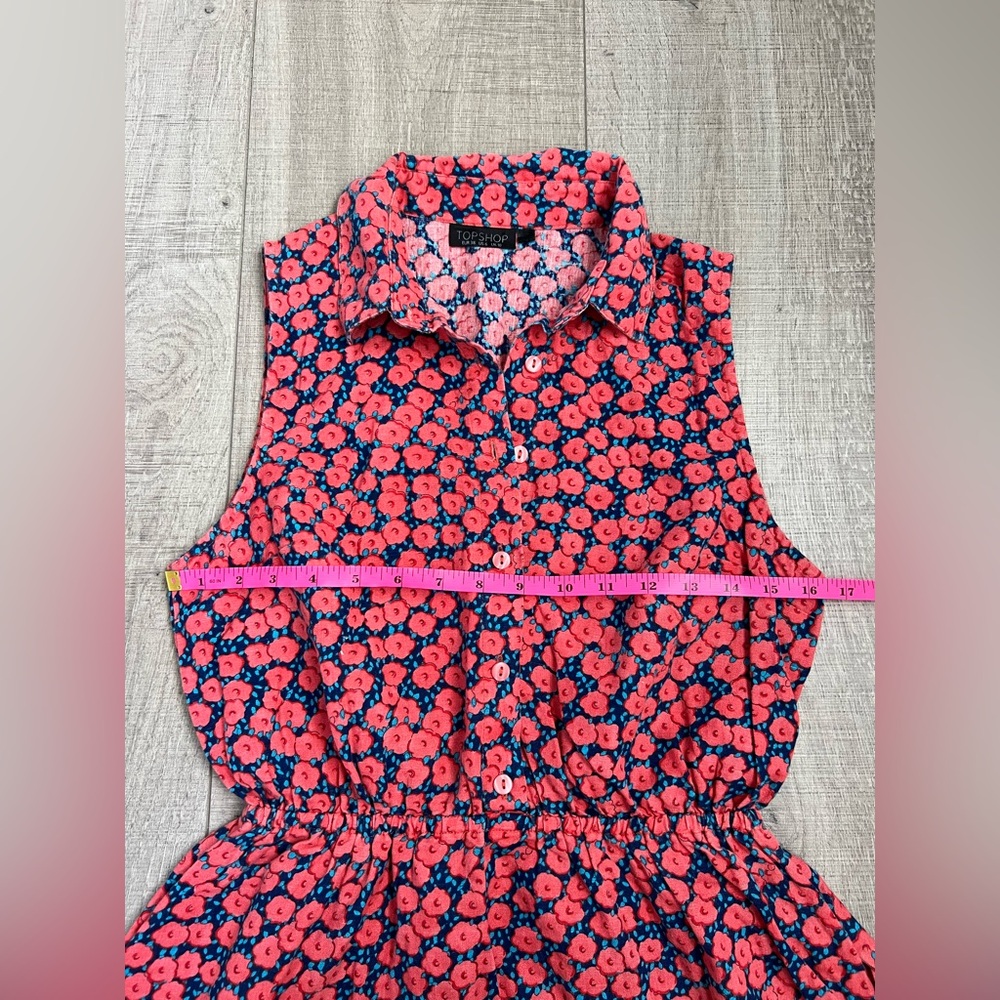 Topshop Linen Blend Floral Mini Dress - Picture 3 of 8